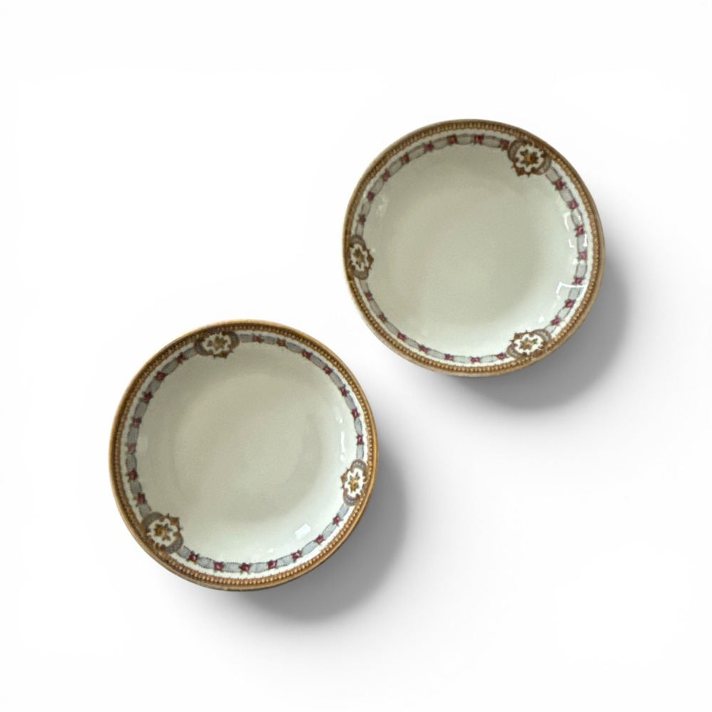 Bernardaud Limoges B & Co France Berry Bowls Set of 2 Floral Gold Gilt Porcelain